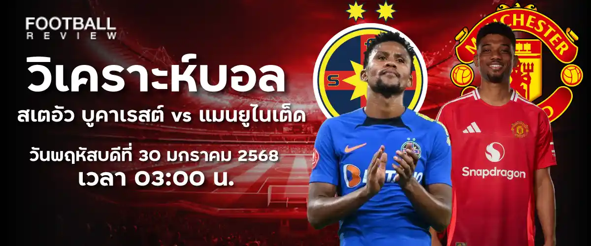 วิเคราะห์บอล สเตอัว บูคาเรสต์ พบ แมนเชสเตอร์ ยูไนเต็ด ยูโรป้าลีก( 30 ม.ค. 68 )